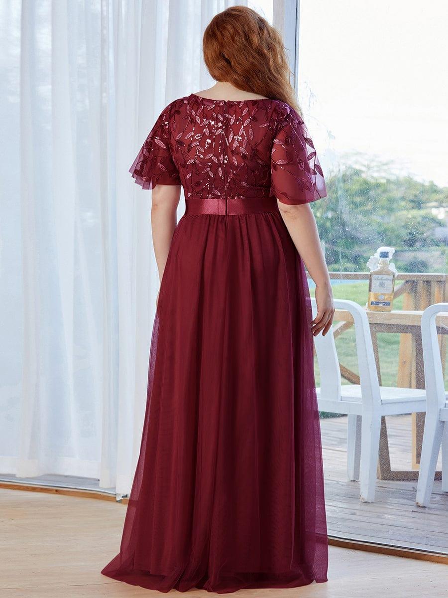 ever SAPHIR|Women's A-Line Short Sleeve Embroidery Floor Length Wedding Guest Dresses