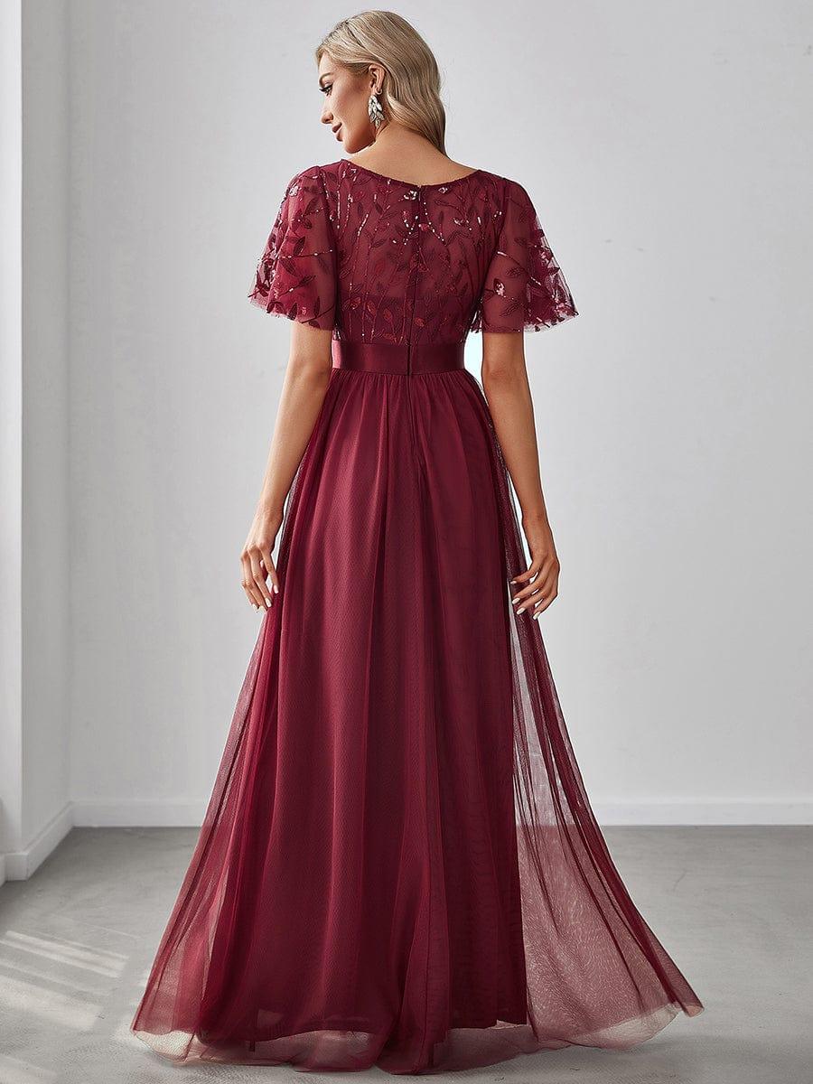 ever SAPHIR|Women's A-Line Short Sleeve Embroidery Floor Length Wedding Guest Dresses