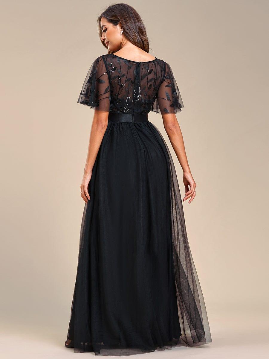 ever SAPHIR|Women's A-Line Short Sleeve Embroidery Floor Length Wedding Guest Dresses
