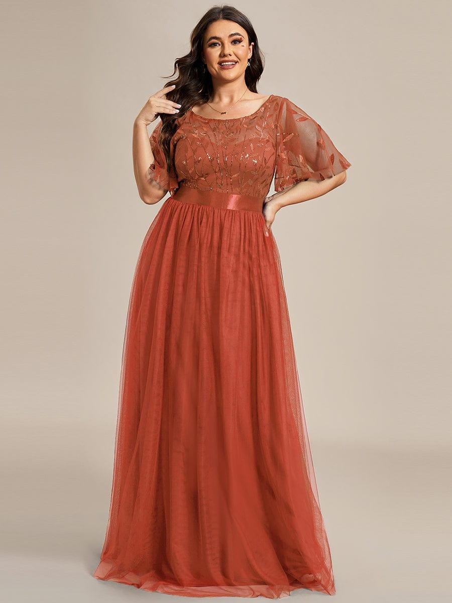 ever SAPHIR|Women's A-Line Short Sleeve Embroidery Floor Length Wedding Guest Dresses