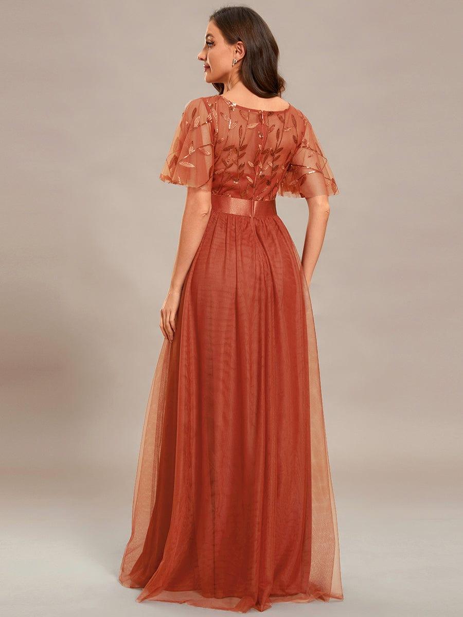 ever SAPHIR|Women's A-Line Short Sleeve Embroidery Floor Length Wedding Guest Dresses