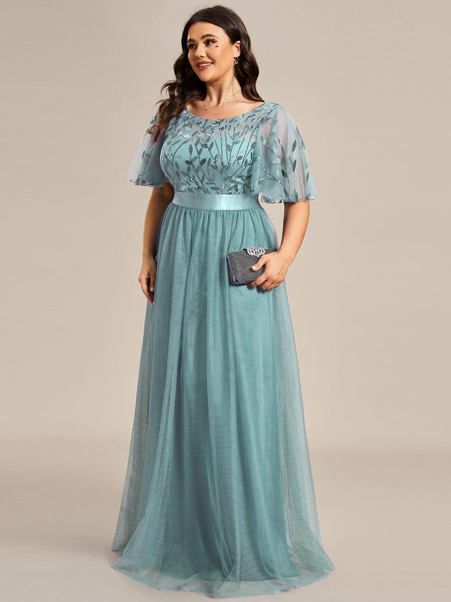 ever SAPHIR|Women's A-Line Short Sleeve Embroidery Floor Length Wedding Guest Dresses