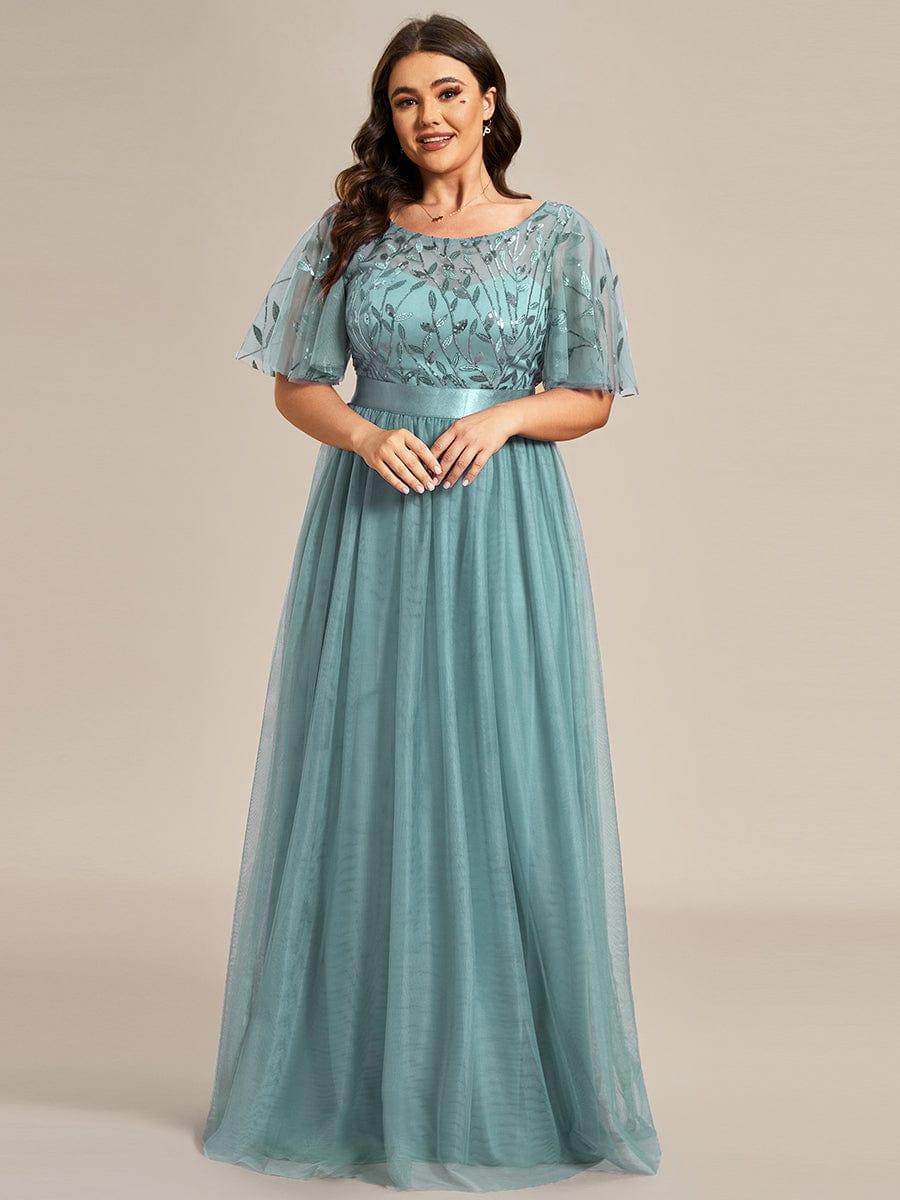 ever SAPHIR|Women's A-Line Short Sleeve Embroidery Floor Length Wedding Guest Dresses