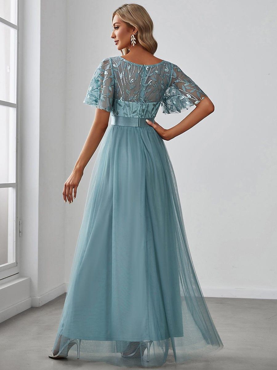 ever SAPHIR|Women's A-Line Short Sleeve Embroidery Floor Length Wedding Guest Dresses