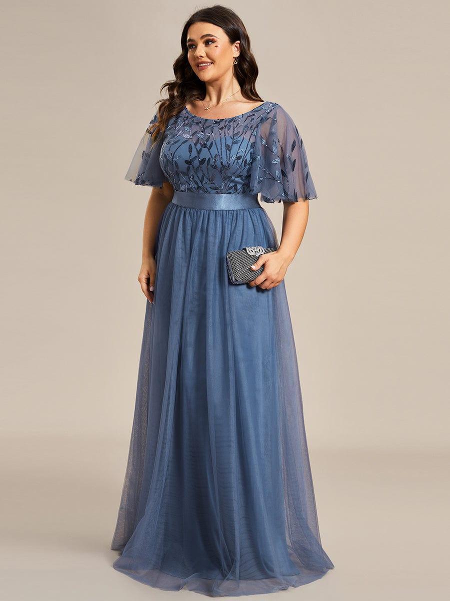 ever SAPHIR|Women's A-Line Short Sleeve Embroidery Floor Length Wedding Guest Dresses