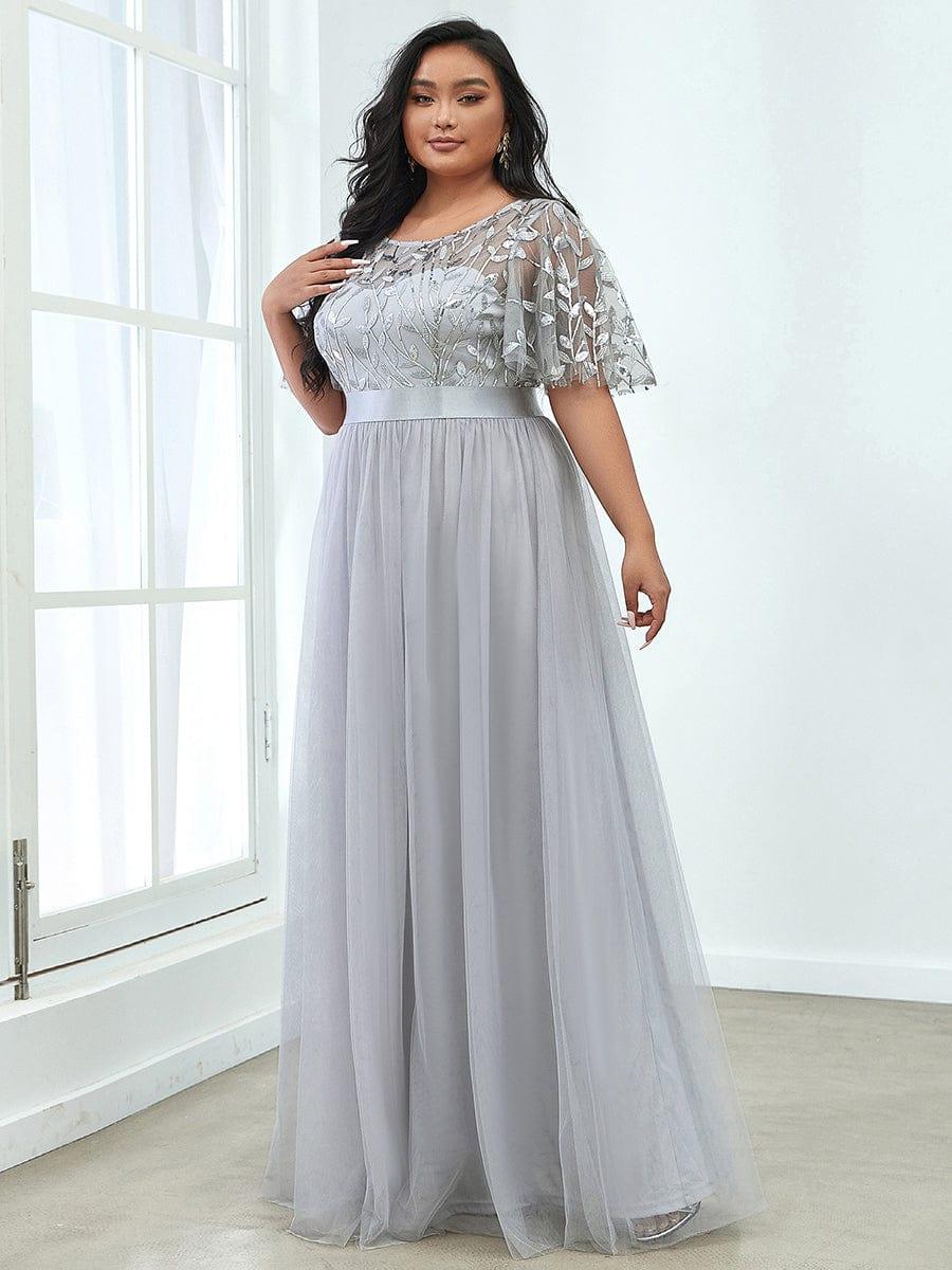 ever SAPHIR|Women's A-Line Short Sleeve Embroidery Floor Length Wedding Guest Dresses