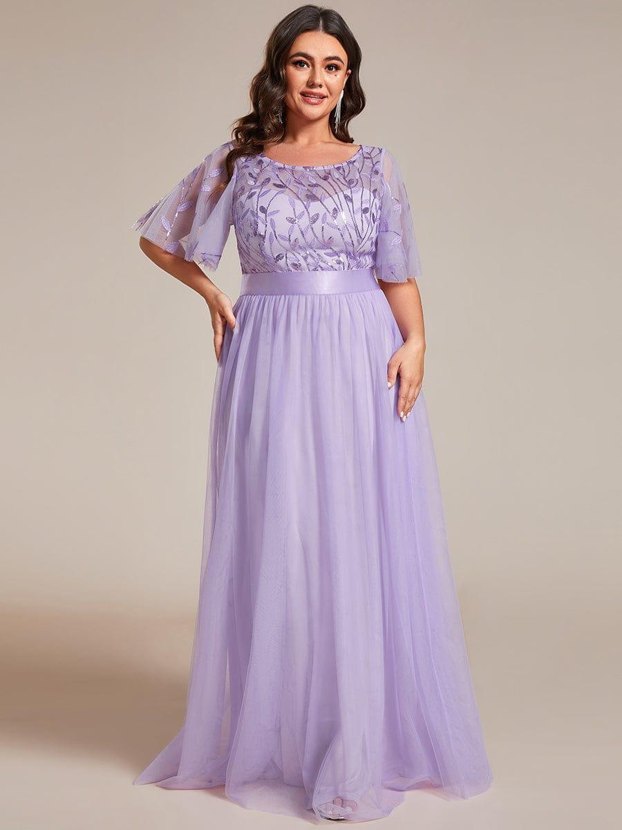 ever SAPHIR|Women's A-Line Short Sleeve Embroidery Floor Length Wedding Guest Dresses