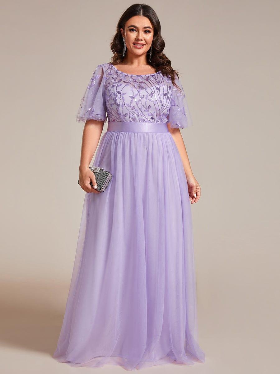 ever SAPHIR|Women's A-Line Short Sleeve Embroidery Floor Length Wedding Guest Dresses