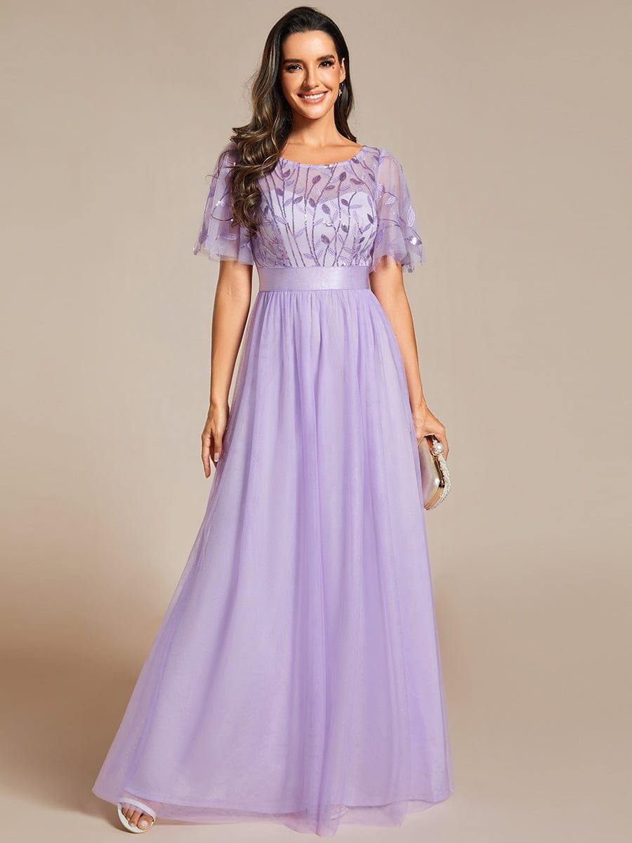 ever SAPHIR|Women's A-Line Short Sleeve Embroidery Floor Length Wedding Guest Dresses