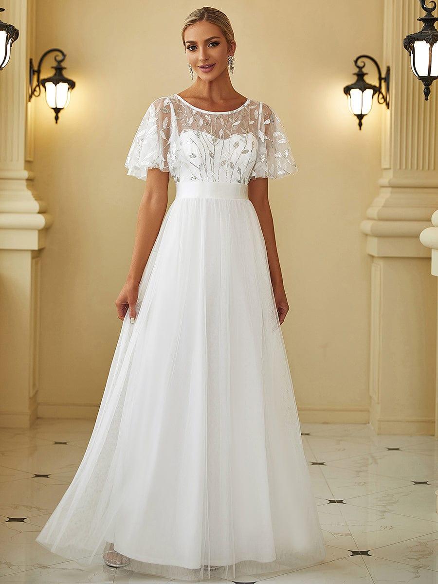 ever SAPHIR|Women's A-Line Short Sleeve Embroidery Floor Length Wedding Guest Dresses