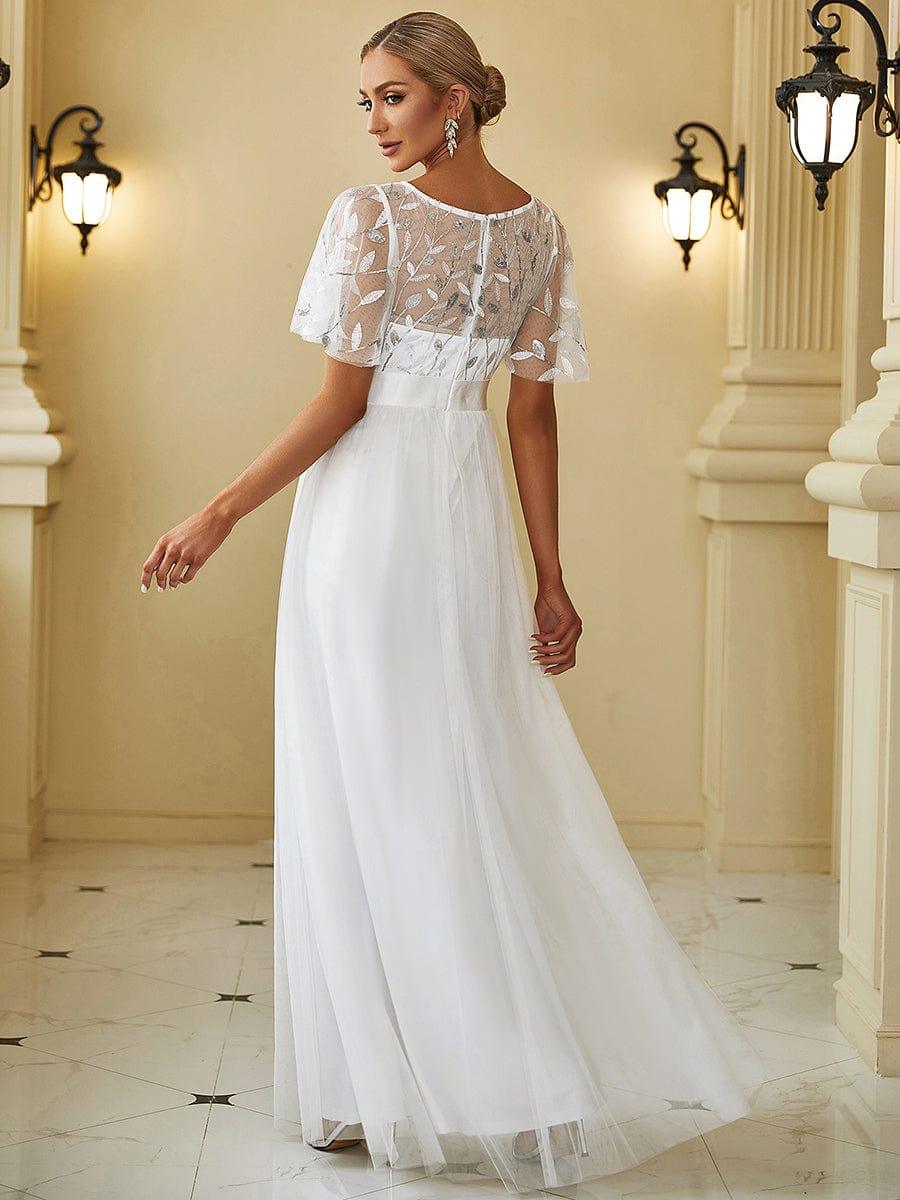 ever SAPHIR|Women's A-Line Short Sleeve Embroidery Floor Length Wedding Guest Dresses