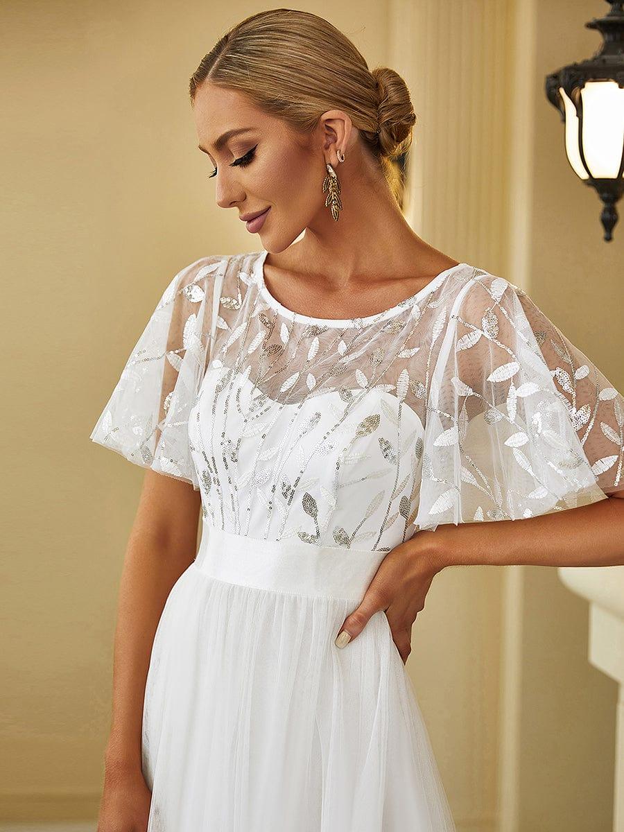 ever SAPHIR|Women's A-Line Short Sleeve Embroidery Floor Length Wedding Guest Dresses