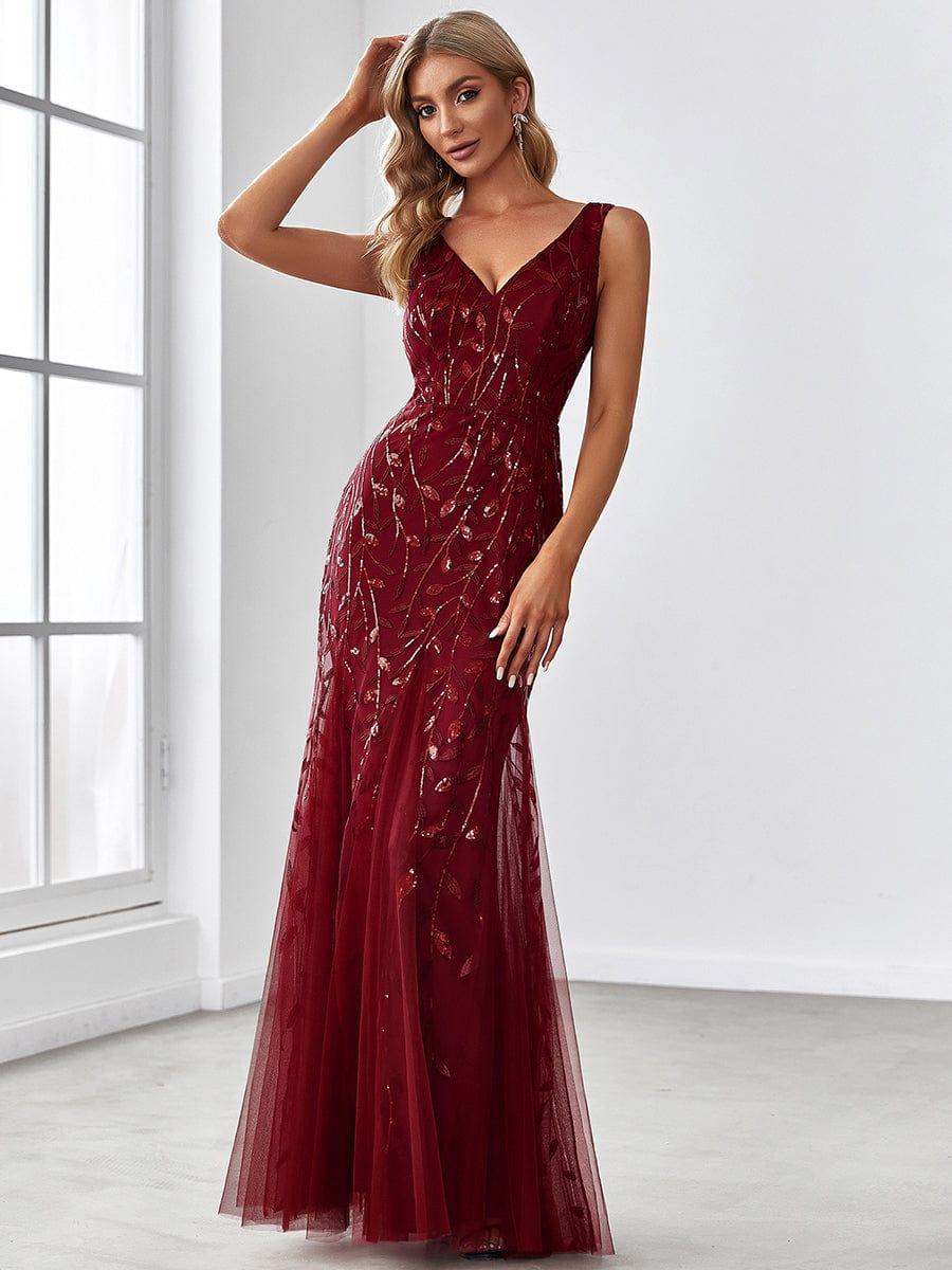 ever ORIEL|Women's Double V-Neck Fishtail Sequins Evening Dress