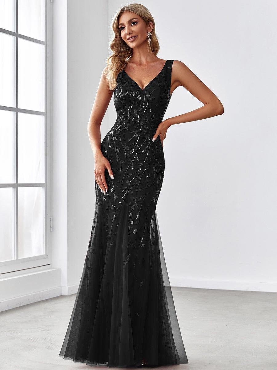 ever ORIEL|Women's Double V-Neck Fishtail Sequins Evening Dress