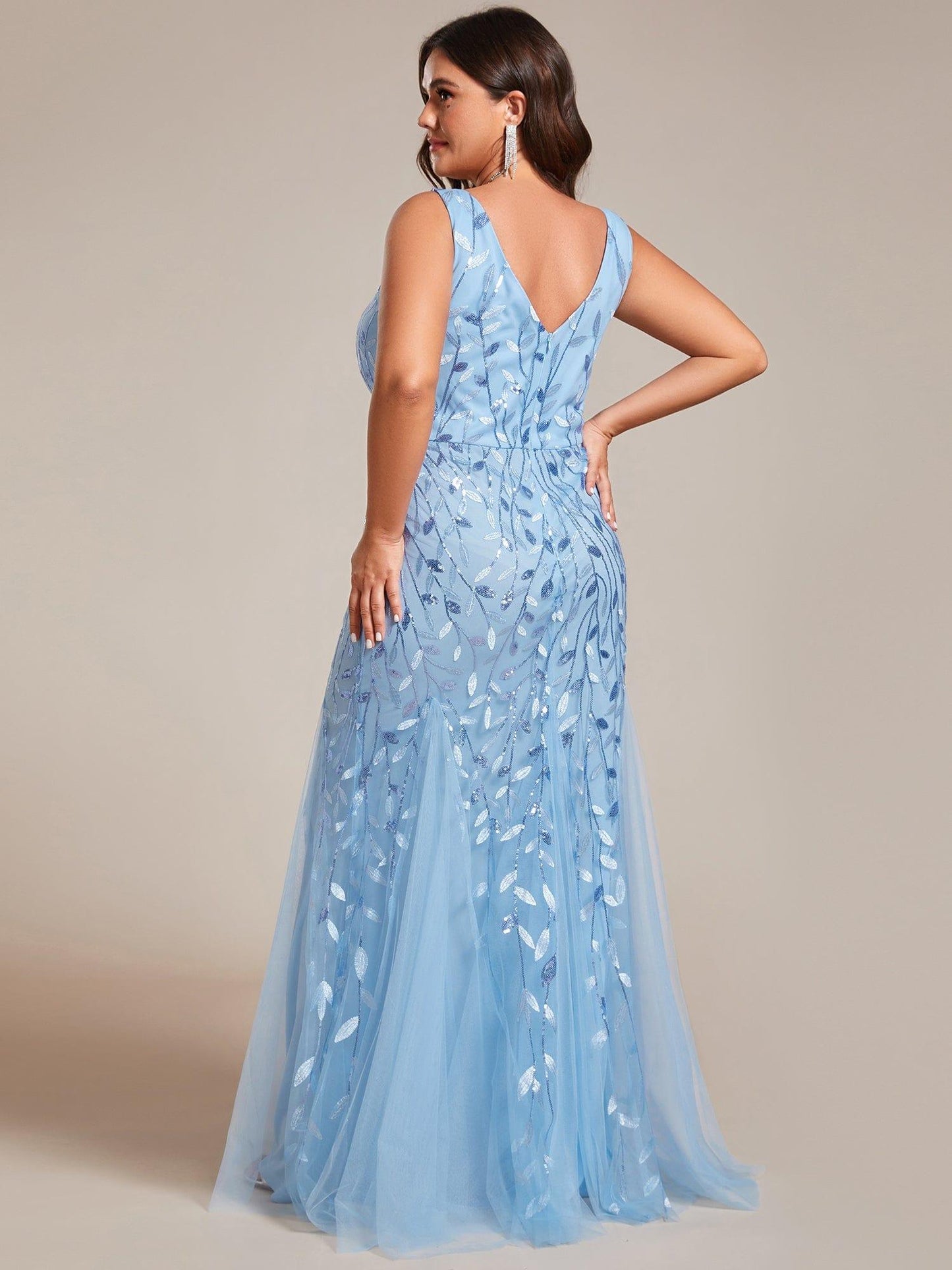 ever ORIEL|Women's Double V-Neck Fishtail Sequins Evening Dress