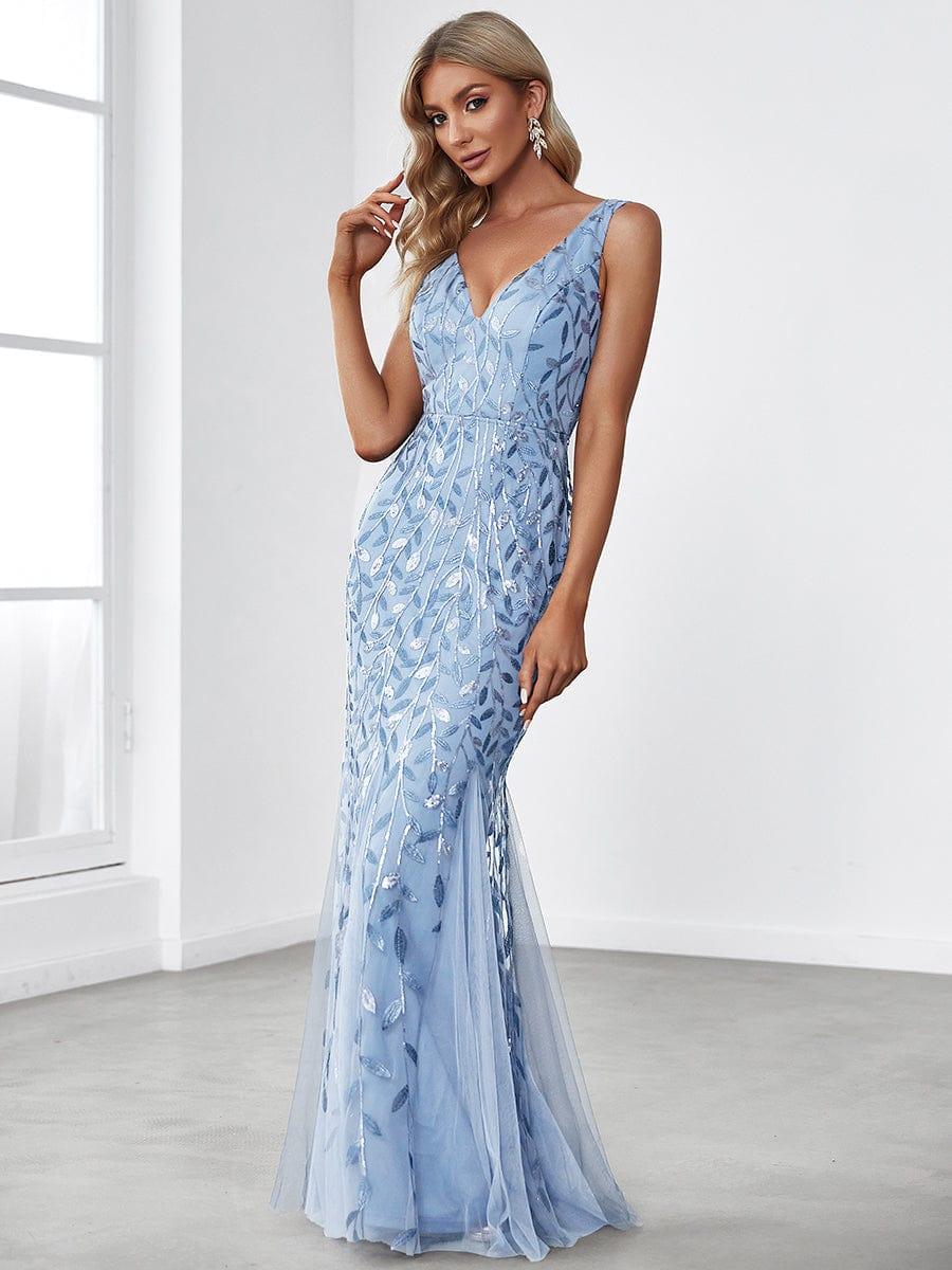 ever ORIEL|Women's Double V-Neck Fishtail Sequins Evening Dress