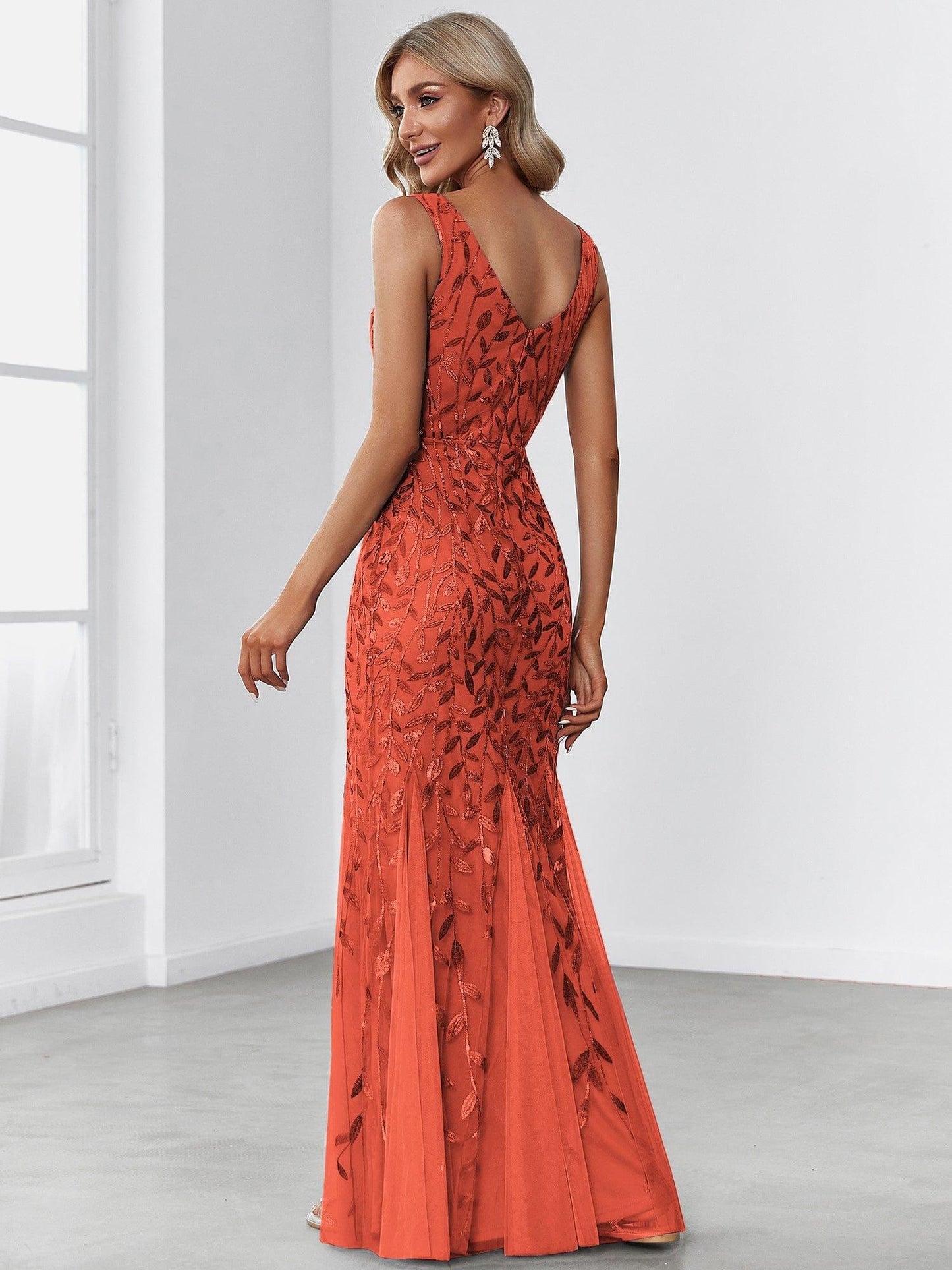 ever ORIEL|Women's Double V-Neck Fishtail Sequins Evening Dress