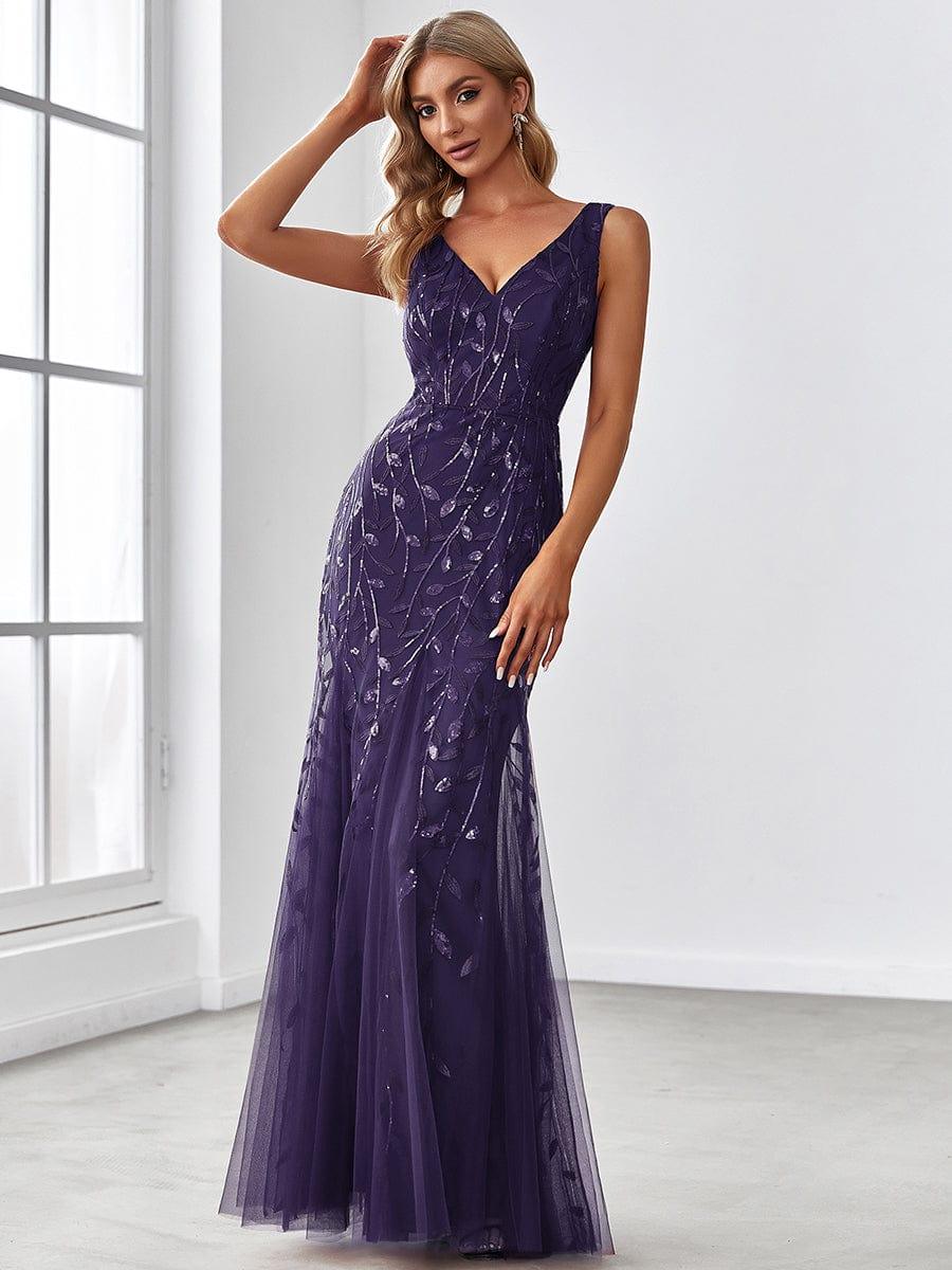 ever ORIEL|Women's Double V-Neck Fishtail Sequins Evening Dress