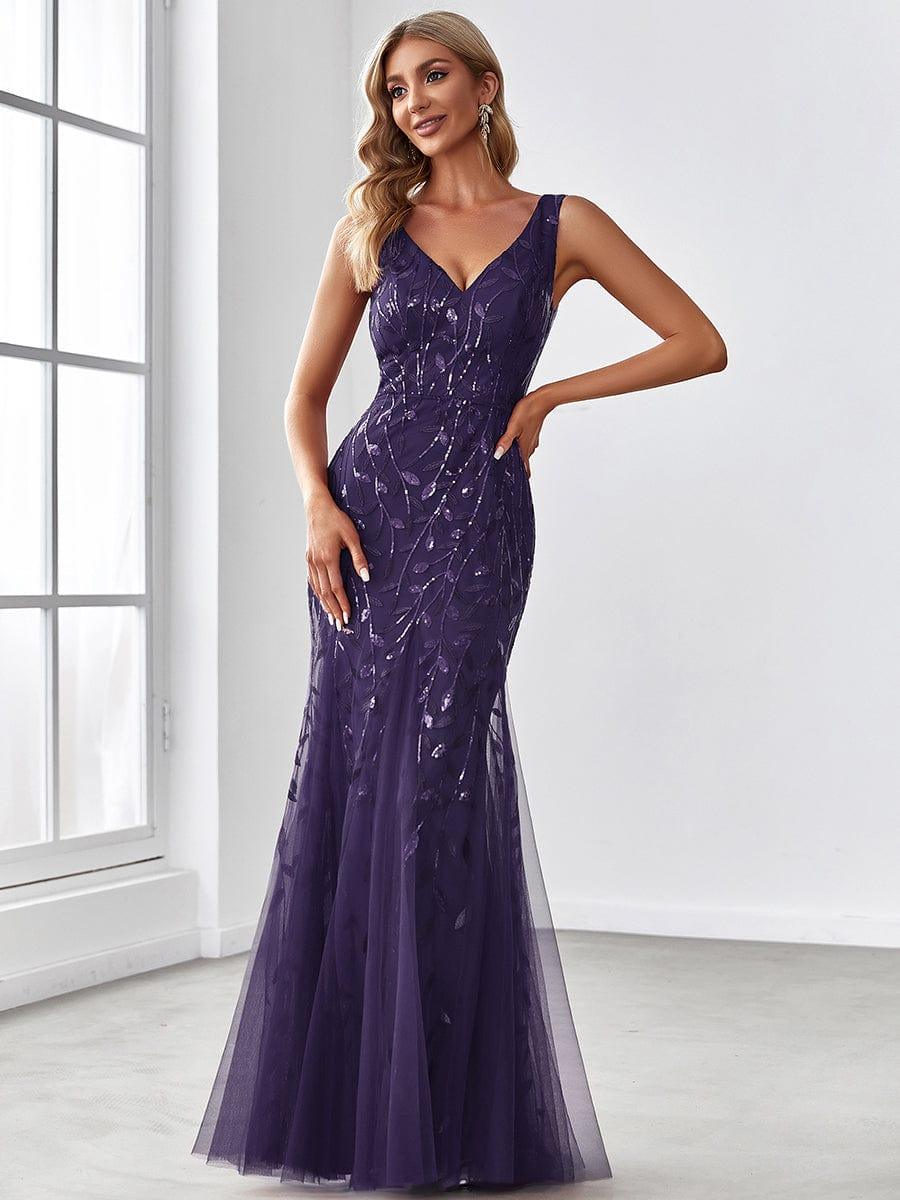ever ORIEL|Women's Double V-Neck Fishtail Sequins Evening Dress