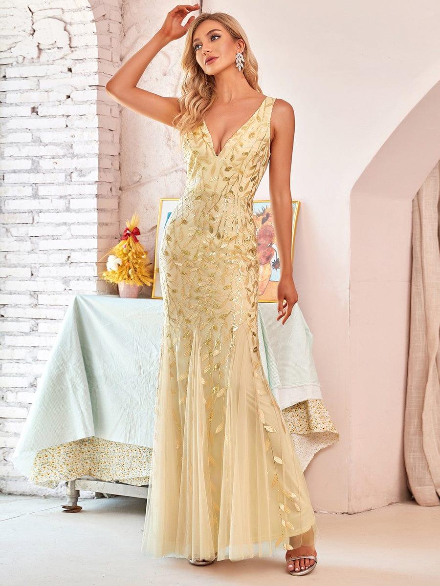 ever ORIEL|Women's Double V-Neck Fishtail Sequins Evening Dress