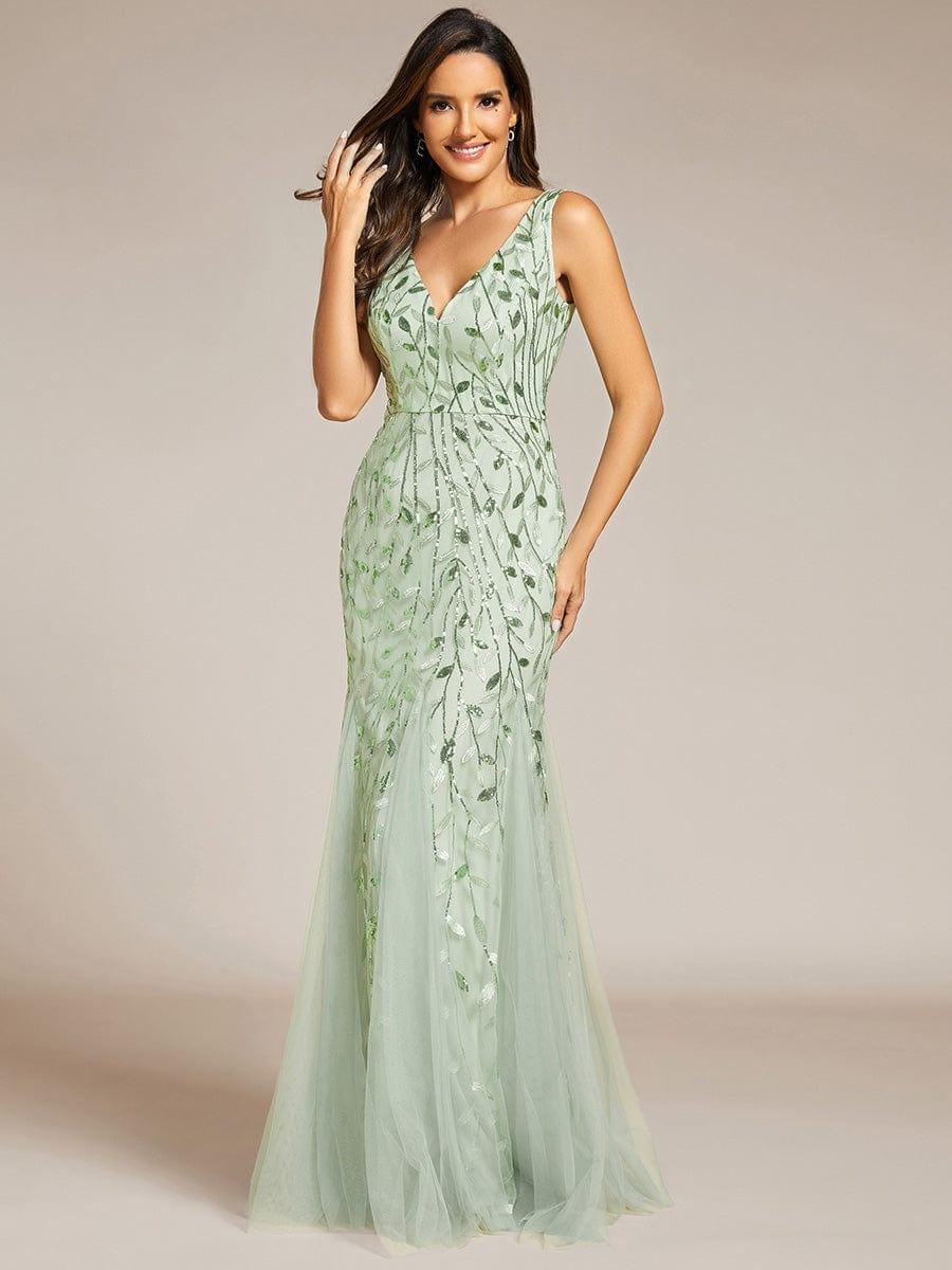 ever ORIEL|Women's Double V-Neck Fishtail Sequins Evening Dress