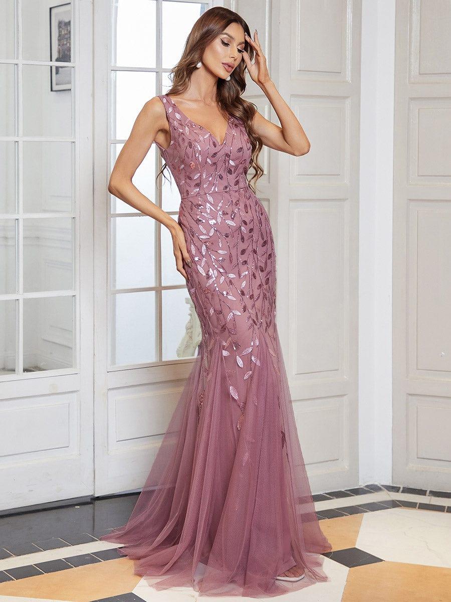 ever ORIEL|Women's Double V-Neck Fishtail Sequins Evening Dress