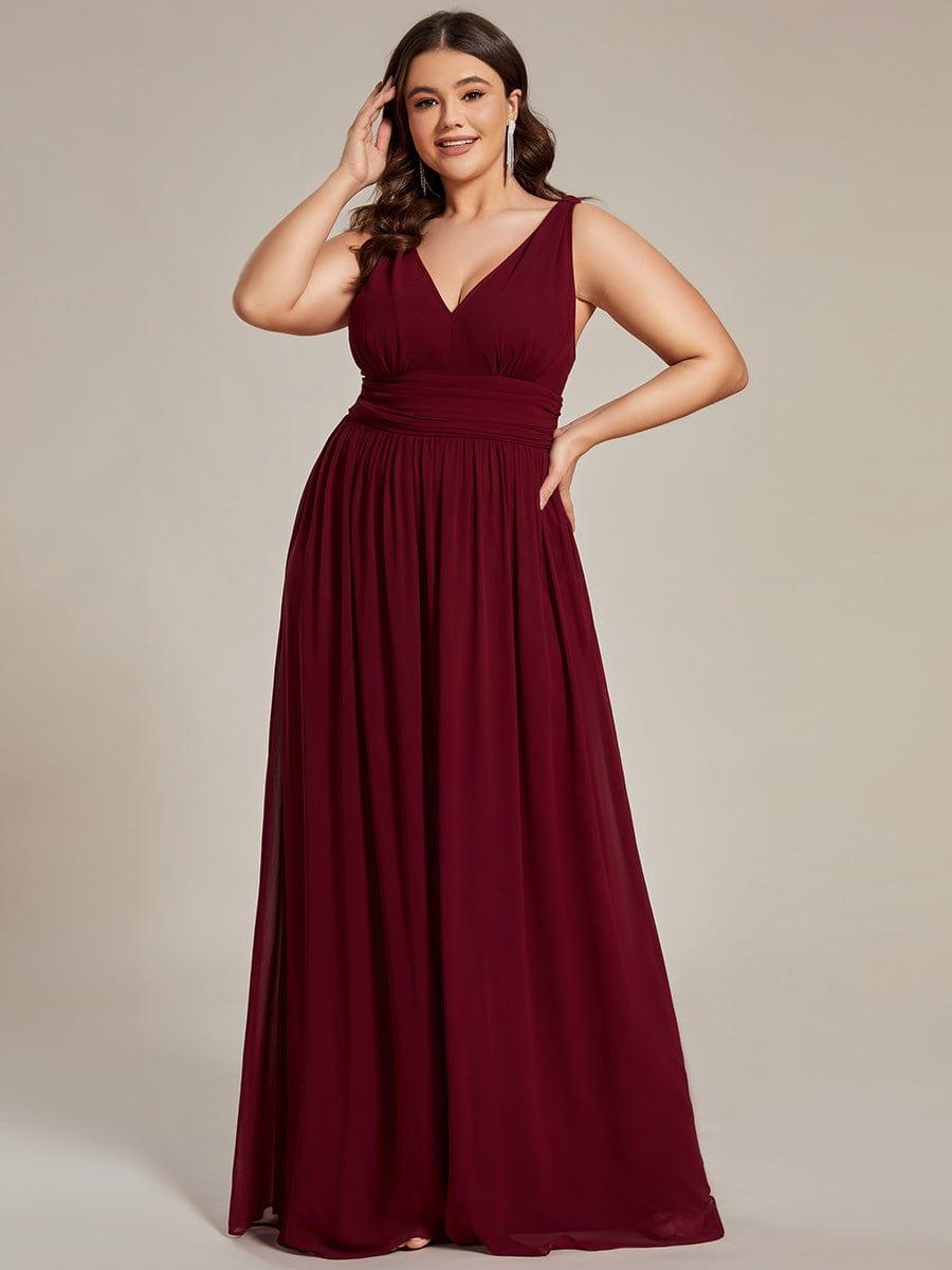 ever HUSH|V Neck Sleeveless Pleated Chiffon Evening Dress