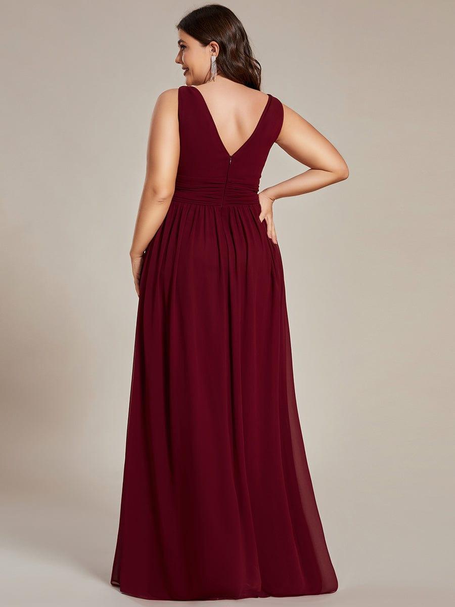 ever HUSH|V Neck Sleeveless Pleated Chiffon Evening Dress