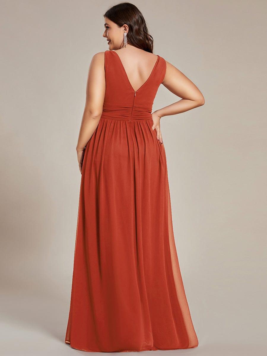 ever HUSH|V Neck Sleeveless Pleated Chiffon Evening Dress