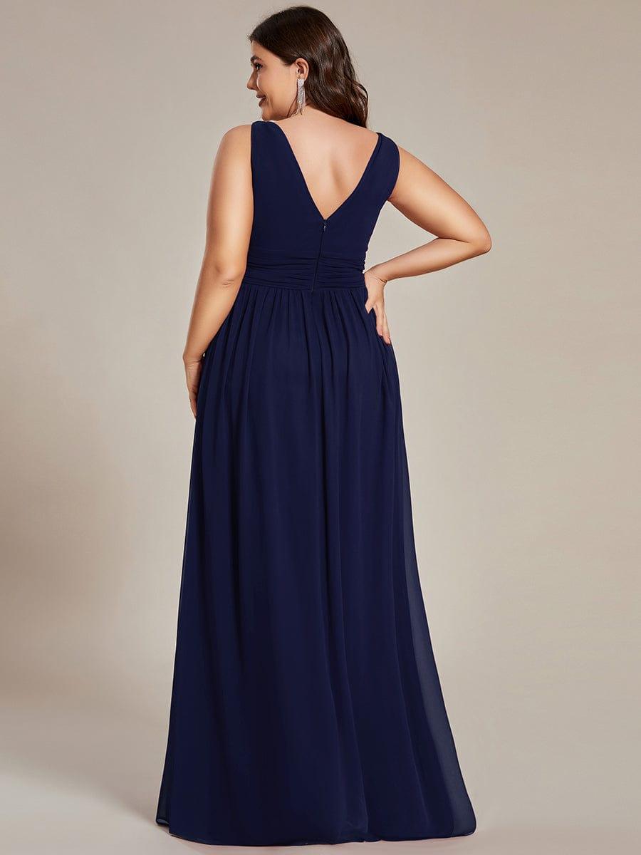 ever HUSH|V Neck Sleeveless Pleated Chiffon Evening Dress