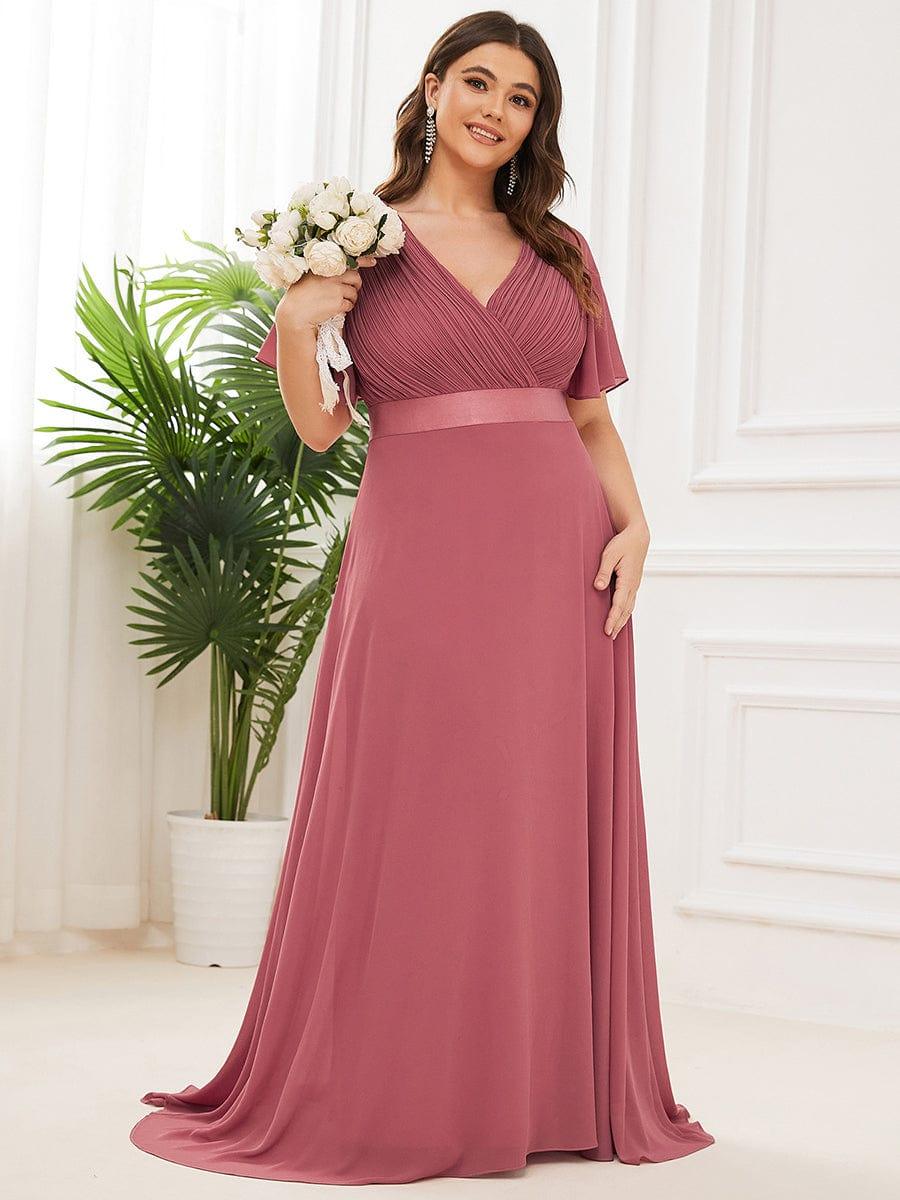 ever MONICA|High Waist Short Sleeves Bridesmaid Dress