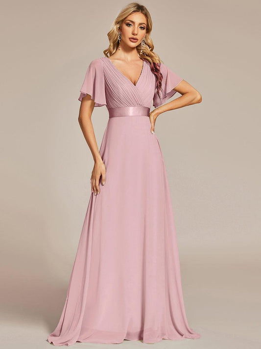 ever MONICA|High Waist Short Sleeves Bridesmaid Dress