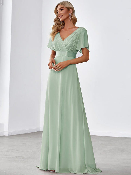 ever MONICA|High Waist Short Sleeves Bridesmaid Dress