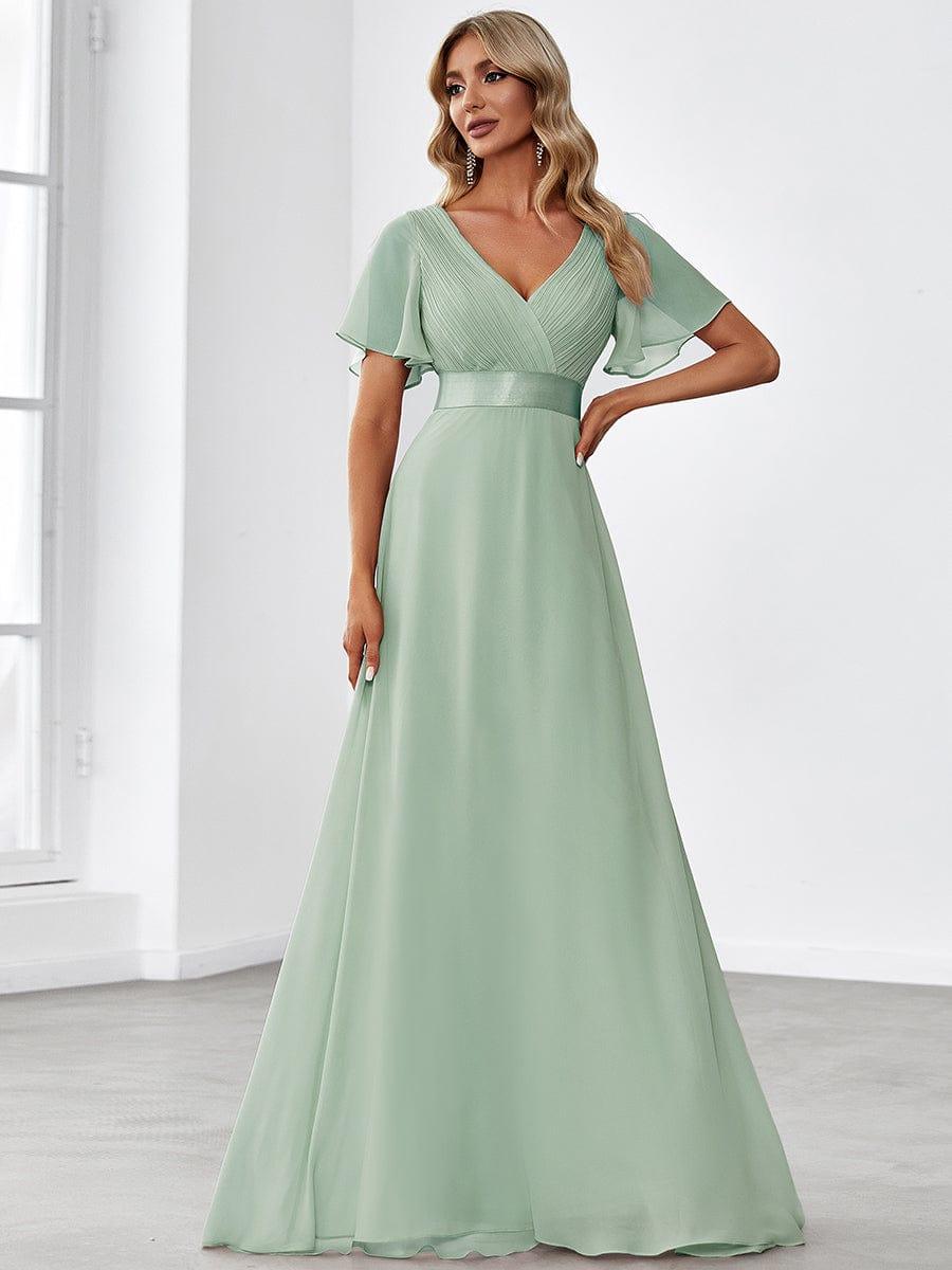 ever MONICA|High Waist Short Sleeves Bridesmaid Dress