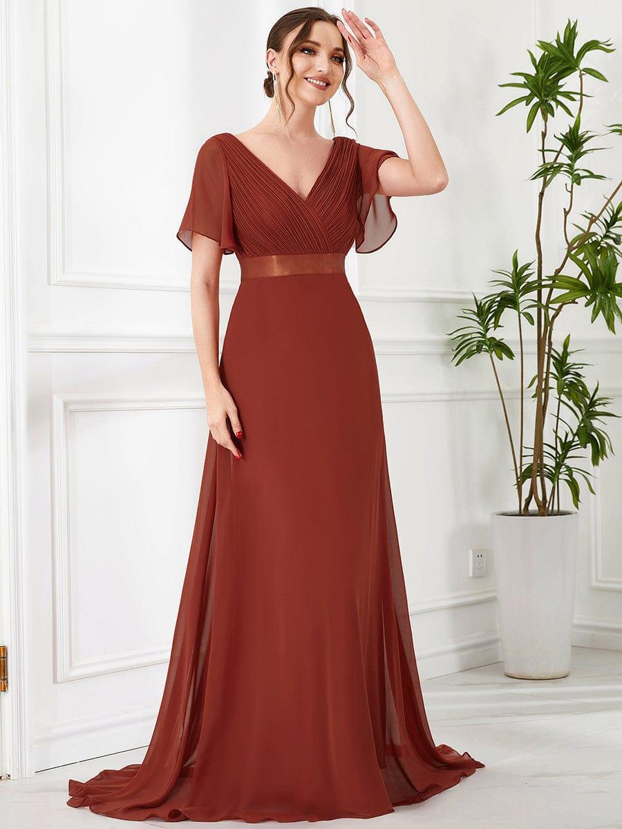 ever MONICA|High Waist Short Sleeves Bridesmaid Dress