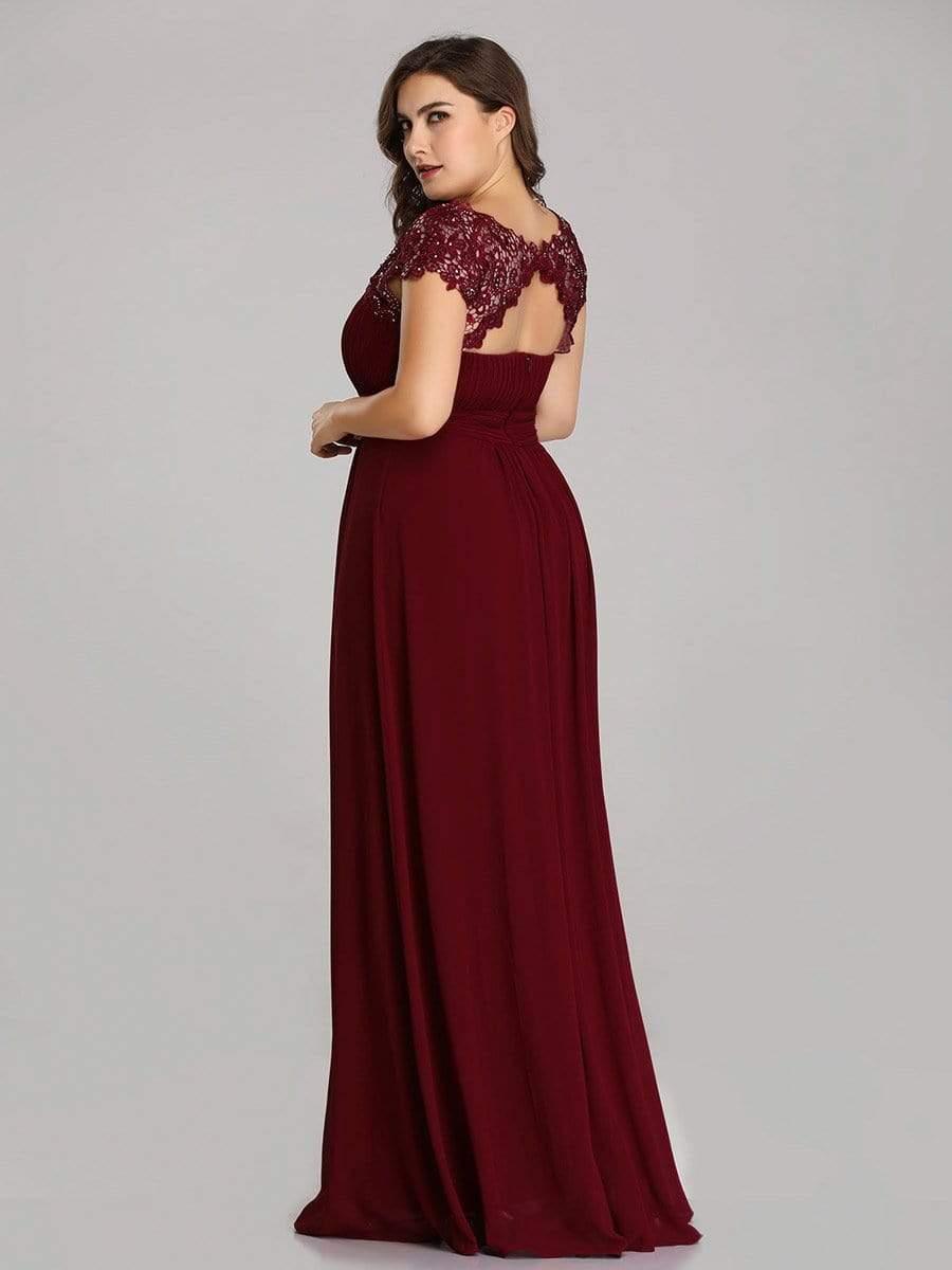 Elegant Maxi Long Lace Cap Sleeve Bridesmaid Dress(Final Sale)