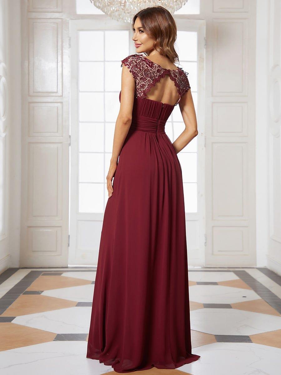 Elegant Maxi Long Lace Cap Sleeve Bridesmaid Dress(Final Sale)