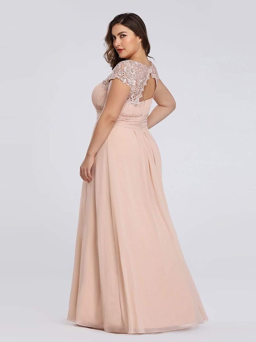 Elegant Maxi Long Lace Cap Sleeve Bridesmaid Dress(Final Sale)