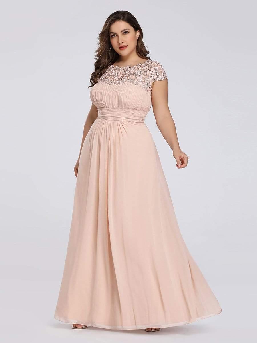 Elegant Maxi Long Lace Cap Sleeve Bridesmaid Dress(Final Sale)