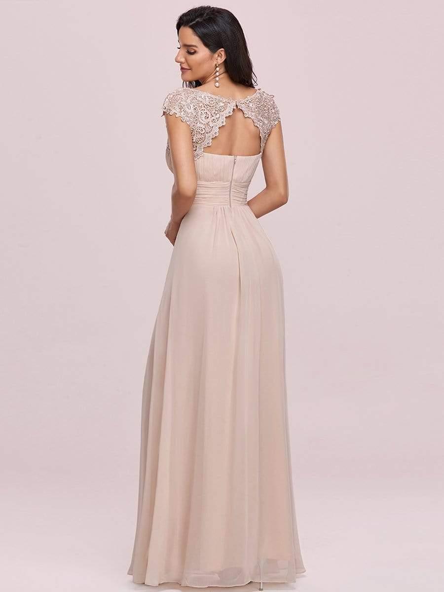 Elegant Maxi Long Lace Cap Sleeve Bridesmaid Dress(Final Sale)