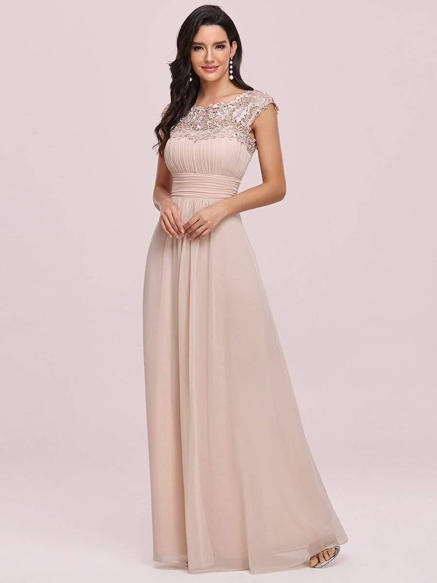 Elegant Maxi Long Lace Cap Sleeve Bridesmaid Dress(Final Sale)