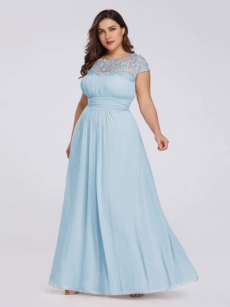 Elegant Maxi Long Lace Cap Sleeve Bridesmaid Dress(Final Sale)