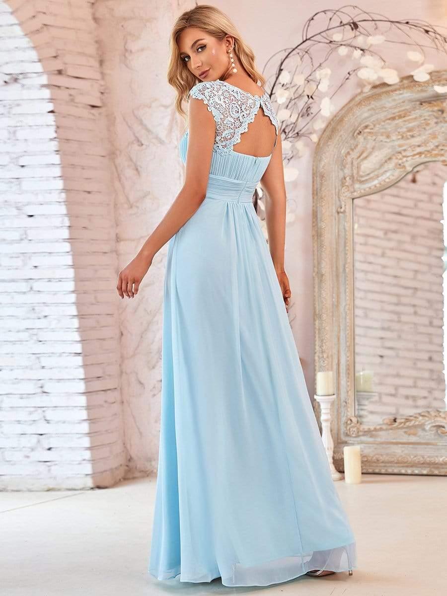 Elegant Maxi Long Lace Cap Sleeve Bridesmaid Dress(Final Sale)