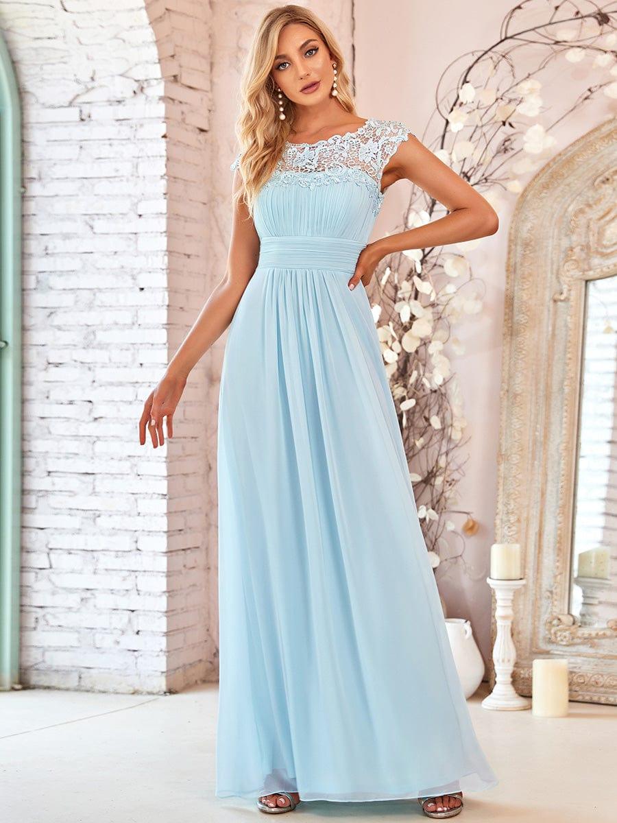 Elegant Maxi Long Lace Cap Sleeve Bridesmaid Dress(Final Sale)