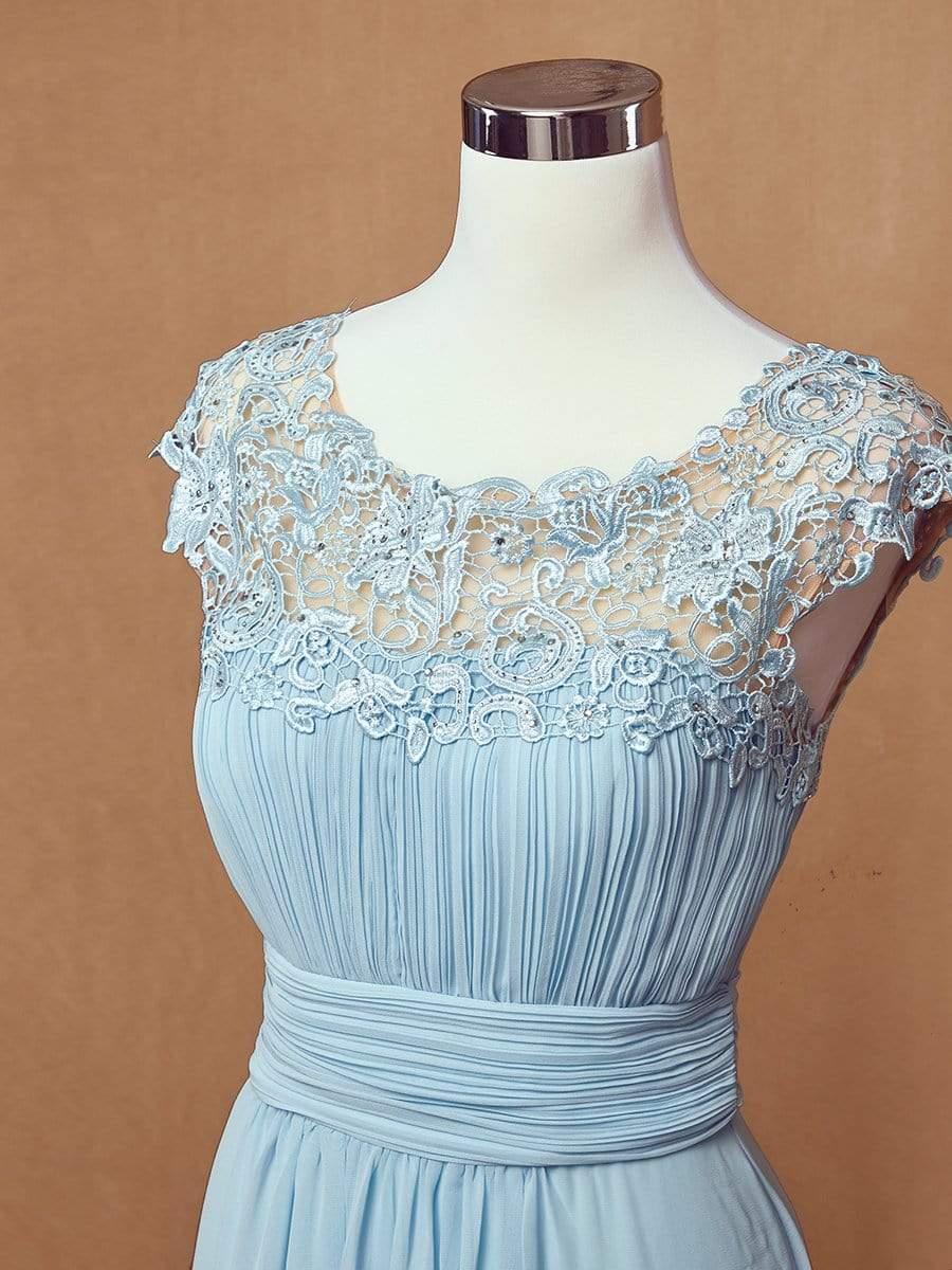 Elegant Maxi Long Lace Cap Sleeve Bridesmaid Dress(Final Sale)