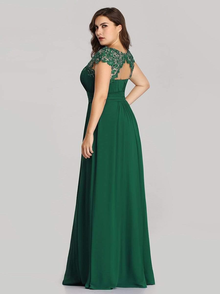 Elegant Maxi Long Lace Cap Sleeve Bridesmaid Dress(Final Sale)