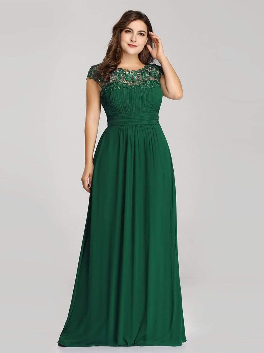 Elegant Maxi Long Lace Cap Sleeve Bridesmaid Dress(Final Sale)
