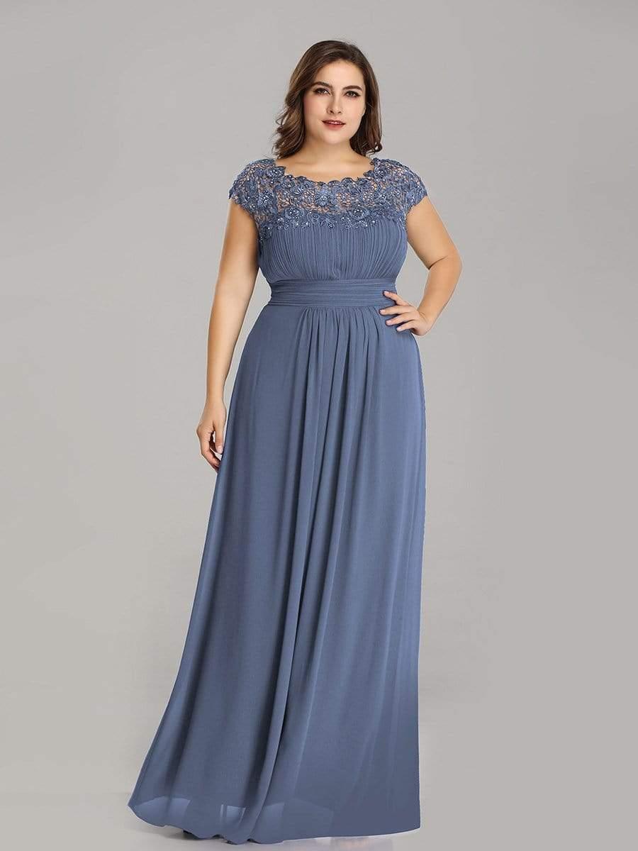 Elegant Maxi Long Lace Cap Sleeve Bridesmaid Dress(Final Sale)