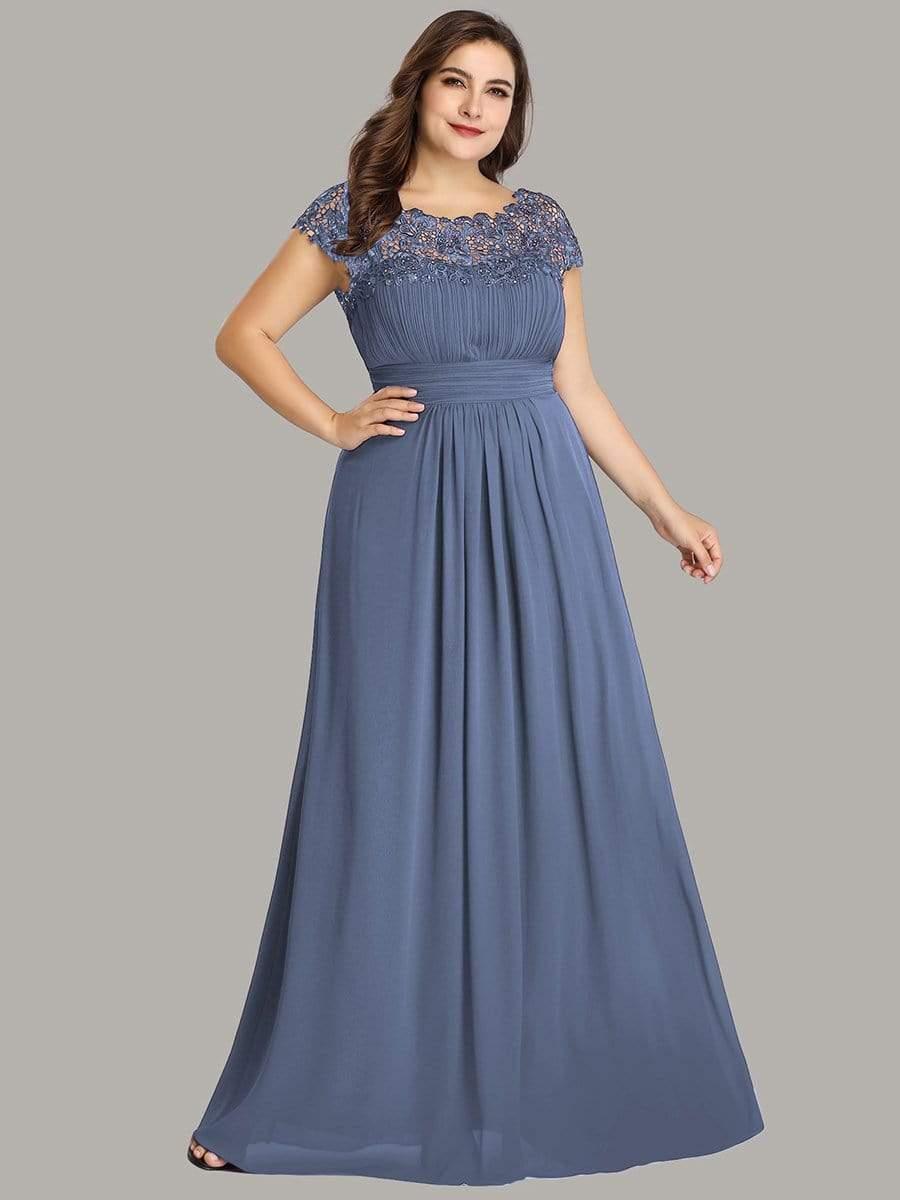 Elegant Maxi Long Lace Cap Sleeve Bridesmaid Dress(Final Sale)