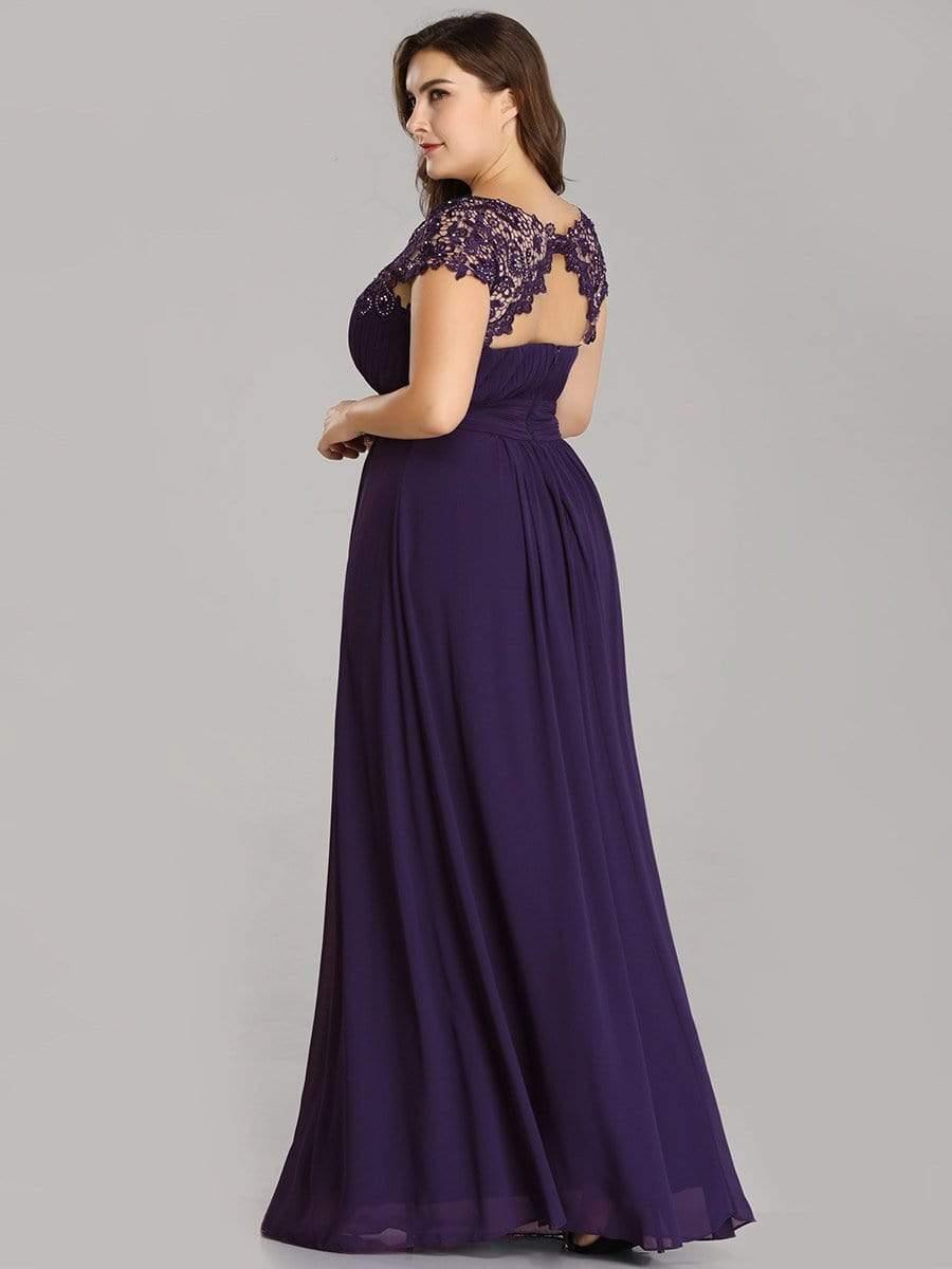 Elegant Maxi Long Lace Cap Sleeve Bridesmaid Dress(Final Sale)